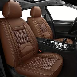 2 coprisedili per auto in similpelle con rete traspirante Supporto lombare, universale per berline, SUV e camion, protezione per sedile anteriore in pelle PU impermeabile per tutte le stagioni,