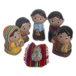 Andes Nativity,'Hand Painted Ceramic Nativity Scene (6 Pieces)'