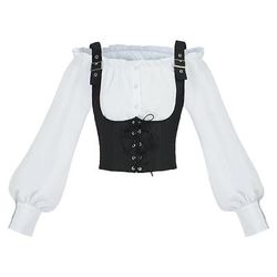 Retrò Vintage Medievale Rinascimento Gilet Camicia Lunghe Contadina Senza spalline Costume Per donna Fantasia Halloween Carnevale Fiera Rinascimentale LARP Adulti Gilet Camicia