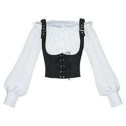 Retrò Vintage Medievale Rinascimento Gilet Camicia Lunghe Contadina Senza spalline Costume Per donna Fantasia Halloween Carnevale Fiera Rinascimentale LARP Adulti Gilet Camicia