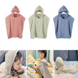 Baby Hooded Bath Towel Cotton Gauze Soft Absorbent Soft Bathrobe Blanket Poncho Breathable Children's Beach Towel Blanket