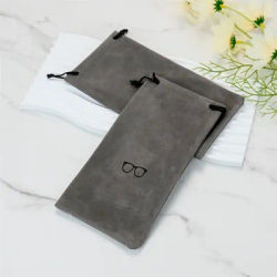 Étui à lunettes Portable rétro gris, 1/5/10 pièces, sac à lunettes souple, sacs pour lunettes de soleil, pochette à cordon de couleur unie
