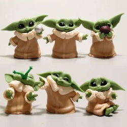Cute Baby Yoda Grogu Star Wars Mandalorian Alien Action Figure, Black&White Samurai Model, Car Decor, Adult Collect Gift