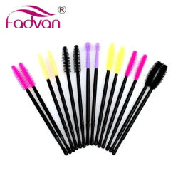 Fadvan 50Pcs/Pack Silicone Brushes Disposable Eyelash Tool Comb Mascara Wands Makeup Brushes Individual Applicator Kit for Eye