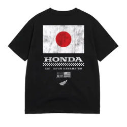 2025 Retro Motorcycle Series Printed Loose Neck Short Sleeve Hip Hops Honda Non-winged Motorcycle T-Shirt Racing Men's T-Shirt B