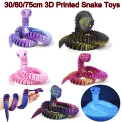 30/60/75cm 3D Printed Snake Toys Multi-joint Realistic Snake Animals Model Decompression Toys Desktop Decorations Gift