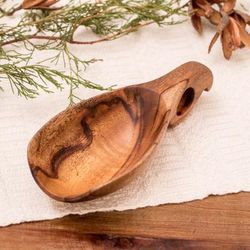 'Artisan-Made Hand-Carved Brown Jobillo Wood Serving Spoon'
