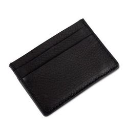 'Handmade 4-Slot 100% Leather Card Holder in Onyx Black Hues'