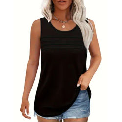 Haut décontracté sans manches pour femme, grande taille, avec devant plissé et tissu doux, parfait pour le confort estival