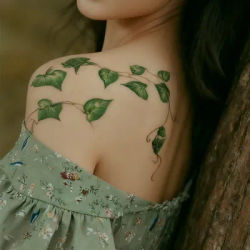 1 Sheet Green Leaves Tattoo Waterproof Sweat Disposable Tattoo Sticker Flowerbow Temporary Tattoo Sticker