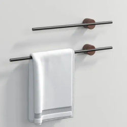 Stainless Steel Walnut Bathroom Towel Rack No Drill Wall Mounted Single Bar Luxury Space Saving Rust Proof Bathroom Accessories