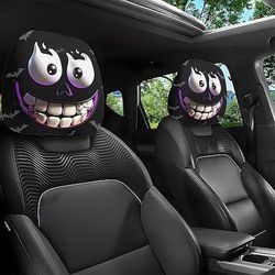 2/4 pezzi copri poggiatesta per auto con stampa di emozioni divertenti, protezioni per poggiatesta universali, accessori per interni auto morbidi ed elasticizzati, facili da installare, comodi