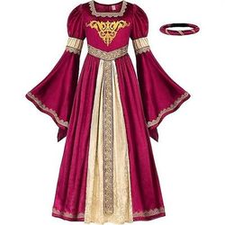 Set Retrò Vintage Medievale Rinascimento Lunghezza al pavimento Vestito Fascia con accessori Lunghe Costume Per donna Fantasia Reale Halloween Carnevale Feste Fiera Rinascimentale LARP Adulti Vestito