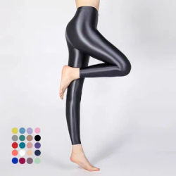 Pantalon brillant grande taille pour femme, leggings sexy brillants et élastiques à taille haute pour le sport, le fitness et le yoga