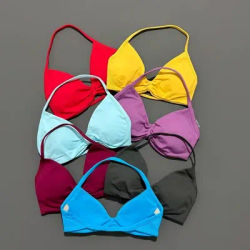 HISTELLO soutien-gorge à bretelles haut de sport femmes haut soutien mince sangle licou sport sans couture soutiens-gorge Scrunch push-up entraînement Yoga débardeurs