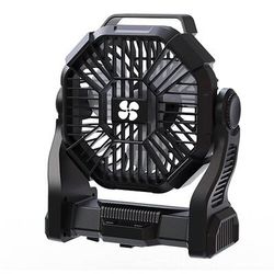 Ventilatore portatile da campeggio con gancio per appenderlo, ventilatore ricaricabile a batteria per tenda, power bank per ricaricare il telefono, ventilatore da scrivania industriale con rotazione a