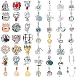 925 Sterling Silver Charms Crown Tree of Life Baby Doll Heart Wedding Goblet Princess Dress Fit Original DIY Women Jewelry