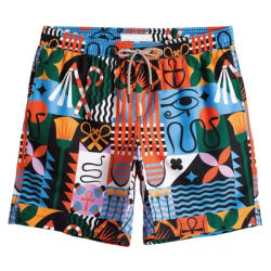 Short de bain graphique d'art abstrait pour hommes, short de plage imprimé animaux et plantes en 3D, short de surf surdimensionné, rue décontractée, été
