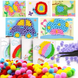 2/4pcs Plush Ball Paintings Felt DIY Handicraft Art Entertainment Supplies for Party Game Home Decor Creative Birthday Gift XJM