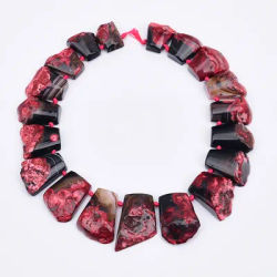 APDGG Large Size Graduated Sector Red Agates Quartz Rough Chunky Loose Pendant Beads 16'' Strand Jewelry DIY