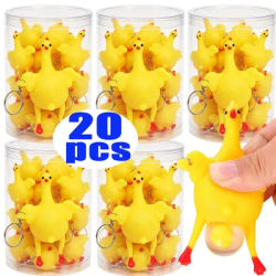 1-20pcs Funny Mini Chicken Keychain Soft Squeeze Egg Chicken Keychain Decompression Toy Creative Novelty Key Ring Gifts