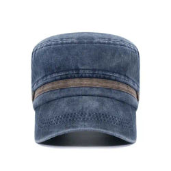 Chapeau de soleil unisexe en coton lavé, style casquette plate à visière courte, respirant, réglable, pour le printemps et l'été, idéal pour les hommes et femmes d'âge mûr
