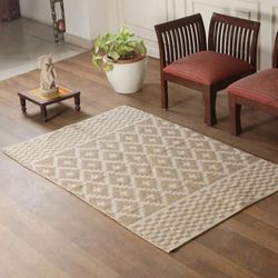 '4x6 Diamond and Checkered-Patterned Cotton Dhurrie Area Rug'