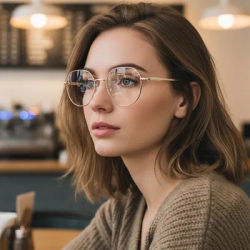Lunettes de vue unisexes polyvalentes à monture ronde en métal multicolores style minimaliste pour le quotidien 5501