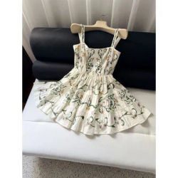 Robe débardeur 100 % lin pour femme, bretelles brodées, col carré, sans manches, taille haute, mini-robe décontractée
