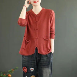 2026 Style chinois vêtements femmes vêtements 2025 Cheongsam haut chemise traditionnelle Blouse tricoté Hanfu dames hauts 12606