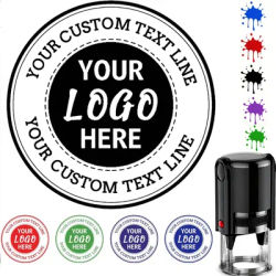 Customized LOGO Self Inking Stamp ,Personalized Stamp 25/30/40/50mm Monogram LOGO Design Rubber Stamp with 4 Optional Ink Colors