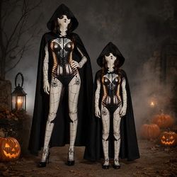 Halloween Tuta Body Supereroe ragnatela Sinistro Orrore Costume Spaventoso Madre e figlia Bambini Adulti Unisex Halloween Carnevale Feste Performance Costumi di Halloween facili Vestirsi
