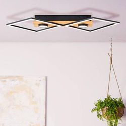 Brilliant Plafoniera a LED Woodbridge, dimmerabile, Nero, Soggiorno / Sala da pranzo, Legno, Plafoniera LED