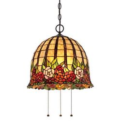 QUOIZEL Lampada a sospensione Tiffany Rosecliffe, Multicolore, Soggiorno / Sala da pranzo, Vetro, Tiffany, Lampada a sospensione