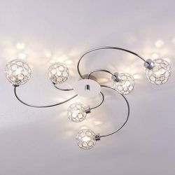 Plafoniera soffitto Tyron Lindby, dimmerabile, Cromo / Argento, Soggiorno / Sala da pranzo, Metallo, Moderno, Plafoniera