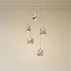 Lampada a sospensione in vetro Hayley Lucande, Chiaro / Trasparente, Soggiorno / Sala da pranzo, Vetro, Moderno, Lampada a sospensione