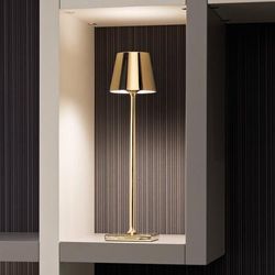 Zafferano Poldina, micro torcia a batteria, interno dorato lucido Poldina, Ottone / Oro, Soggiorno / Sala da pranzo, Alluminio, Moderno