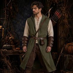 Set Retrò Vintage Medievale Rinascimento Pantaloni Gilet Cintura in Vita con accessori Arciere Cavaliere Ranger Costume Per uomo Fantasia Halloween Carnevale Fiera Rinascimentale LARP Adulti Gilet