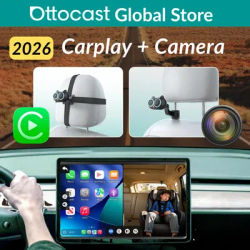 Adaptateur CarPlay sans fil OTTOCAST Cabin Care, caméra pour bébé 1080P HD 150 ° Moniteur de siège arrière à vision nocturne grand angle en temps réel