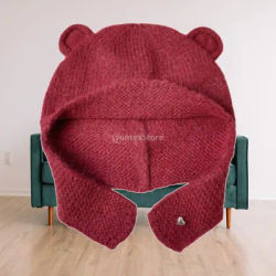 Bonnet tricoté avec oreilles d'ours, cadeau de vacances adorable, bonnet de ski, couvre-chef décontracté, doux et chaud, bonnet d'hiver en tricot pour le camping et la randonnée