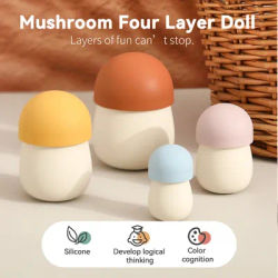 Mushroom Matryoshka Silicone Baby Toys Educational Cartoon Stacked Nesting Doll Toys Finger Precision Movement Toys Baby Gifts