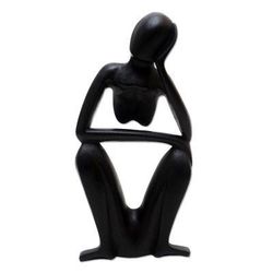 Lingering,'Hand Carved Suar Wood Sculpture'
