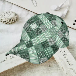 Casquette de baseball à imprimé patchwork écossais vert, motif géométrique vintage, réglable, respirante, pour hommes et femmes