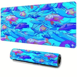Tapis de Souris en Caoutchouc HD Imprimé Motif Poisson, Tapis de Bureau pour Ordinateur Portable, Tapis de Jeu, Accessoires Gamer, Tapis de Souris Anime, Tapis de Table, Tapis de Souris, Tapis de Sol