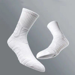 Chaussettes de basket-ball pour hommes de haute qualité, épaisses, confortables, antidérapantes, mi-longues, pour la course à pied et le cyclisme