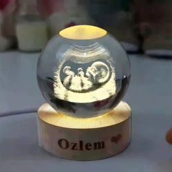 8CM Custom Ultrasound Crystal Ball Lamp Personalized Baby Sonogram Keepsake Gift Baby Shower Present Nursery Night Light