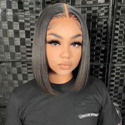 Colored Lace Front Bob Wigs 99J 13x4 HD Lace Glueless Human Hair Chocolate Brown Short Straight Pre-Plucked with Baby Hair for Women 613 Blonde Natural Black