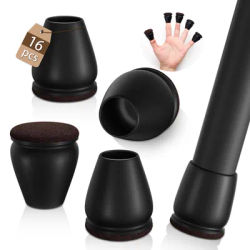 16PCS Small Silicone Chair Leg Floor Protectors Foot Cover Diagonal with Thick Wrap Felt Pads TPE Furniture Table Feet Protect