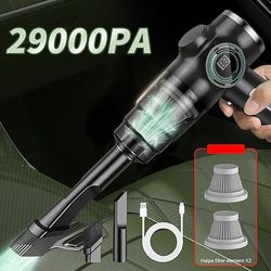 Aspirapolvere portatile senza fili, aspirapolvere per auto ad alta potenza da 29000 Pa, wireless, portatile con display digitale a LED, mini aspirapolvere ricaricabile tramite USB per interni auto,