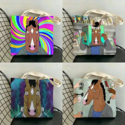 B-BoJack H-Horseman Sacs de rangement à impression double face, grand sac fourre-tout durable, pliable, pour plage, pique-nique, cadeau, écologique